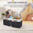 Linen Storage Bins 6-Pack, Foldable Open Bins with Leather Handles, Black, 13x6x5 Inches-1267078554