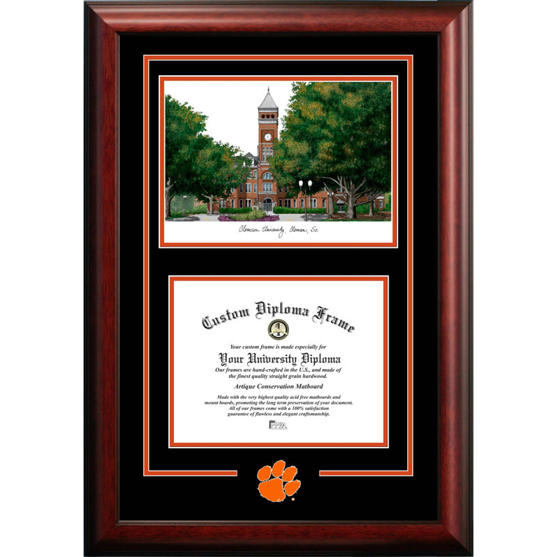 Cadre de lithographie à clemson tigers et diplôme avec images campus NCAA