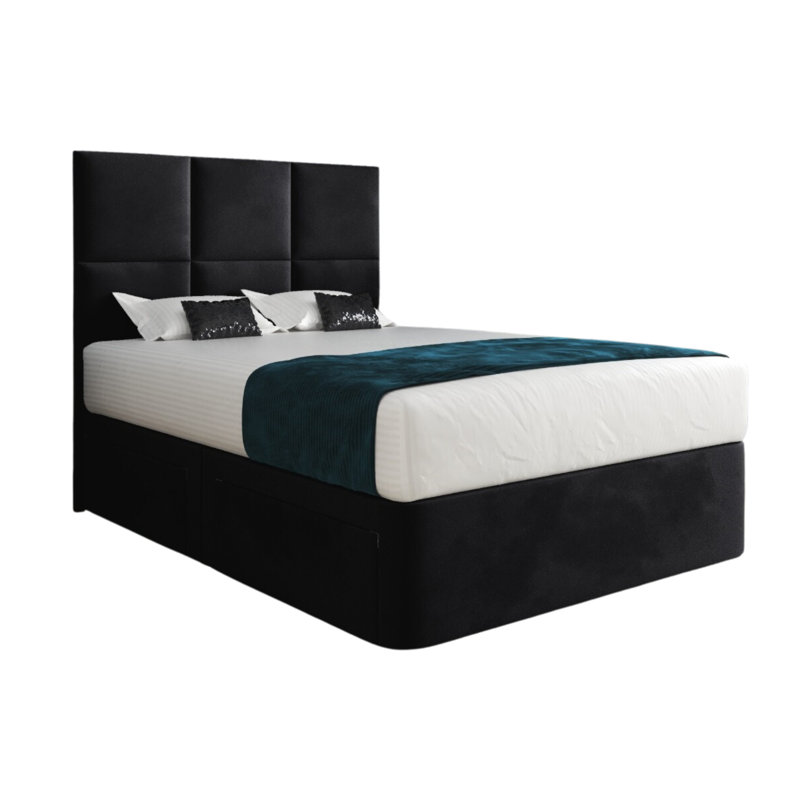 Anatoly Upholstered Bed, Black, Small Single (2'6)