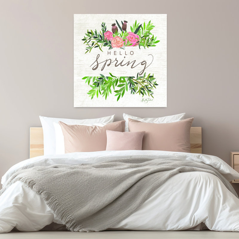 Hello Spring Contemporary Spring Flower Art, 32" H x 32" W