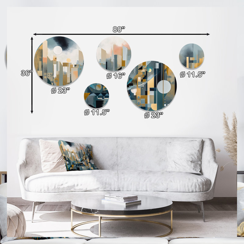 Ensemble de 5 décorations murales vertes abstraites I