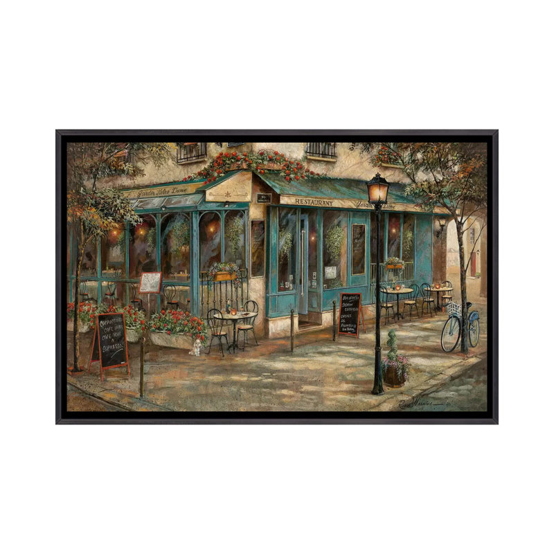 Jardin de Notre Dame par Ruane Manning - reproduction d'art, H 40 po x l 60 po x P 1,5 po, Toile avec cadre noir patiné
