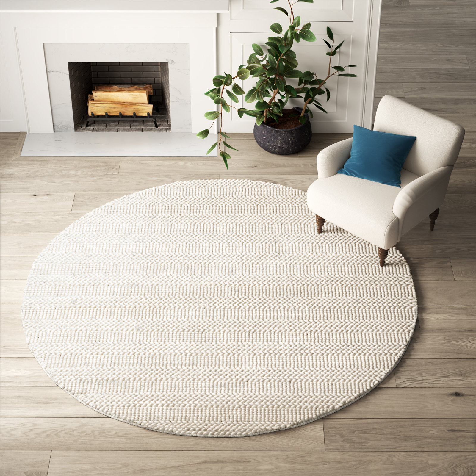 Stanwick Handmade Bleach Rug, Round 3'