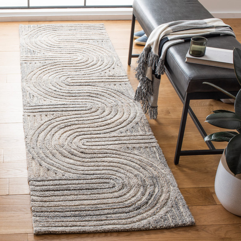 Tapis touffeté à la main Baylay, Tapis de couloir 2 pi 3 po x 16 pi