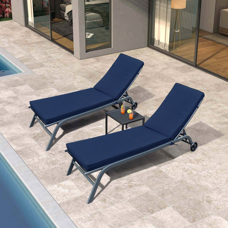 Ensemble de 2 coussins de chaise longue pour l'extérieur, Marine