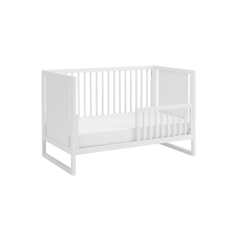 White Wooden Toddler Bed with Guardrails