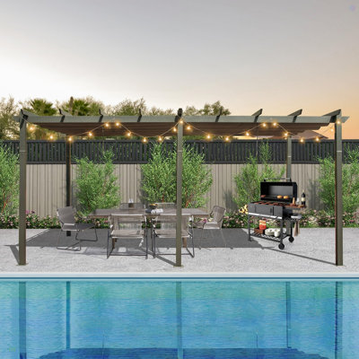 Outdoor Living Outdoor Retractable Pergola With Weather-Resistant Canopy Aluminum Garden Pergola Patio Grill Gazebo For Courtyard