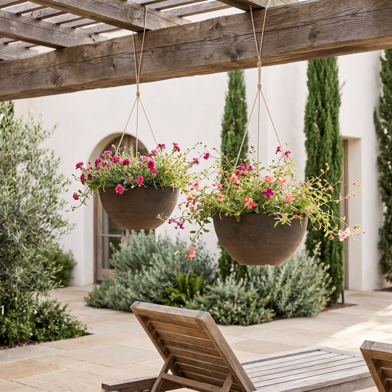 Boxdale 2-Piece Hanging Planter Set, 6.3" H x 13.2" W x 13.2" D, New Iron