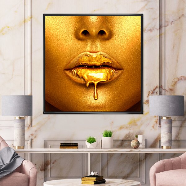 Gold Lips Wall Art Wayfair Canada