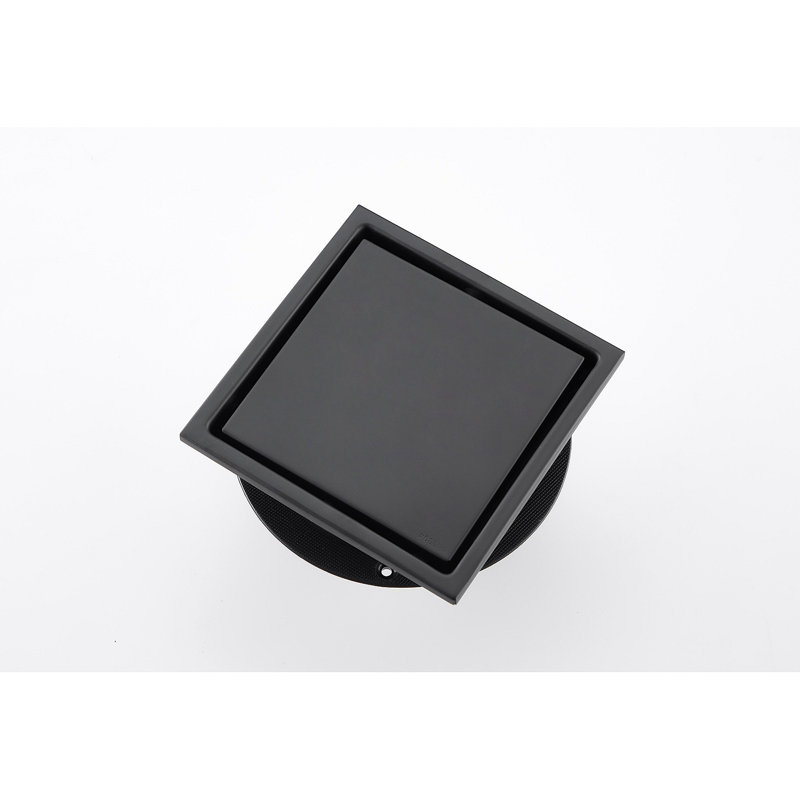 Drain de plancher de douche carré 6 po, Noir mat