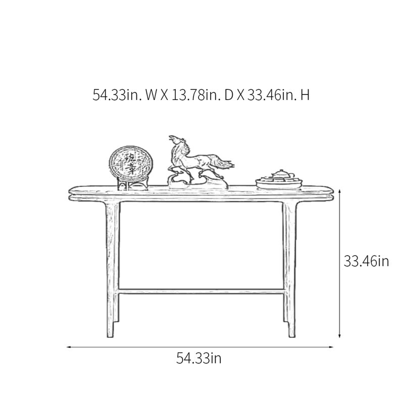 Modern Minimalist Solid Wood Console Table, 33.46" H x 54.33" W x 13.78" D
