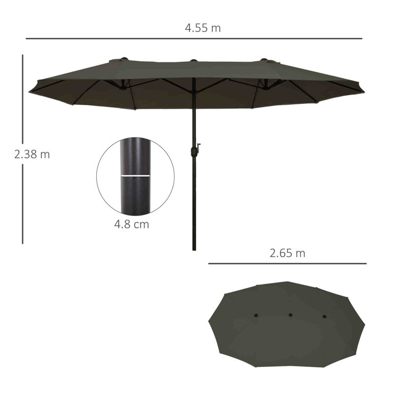 455cm Market Parasol, Grey