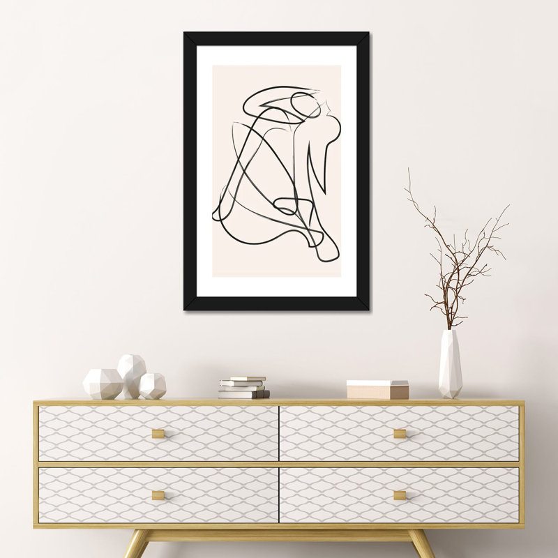 « Déconstruit silhouette Natural » par Mambo art studio-impression, H 24 po x l 16 po x P 1 po, Papier encadré noir, Blanc