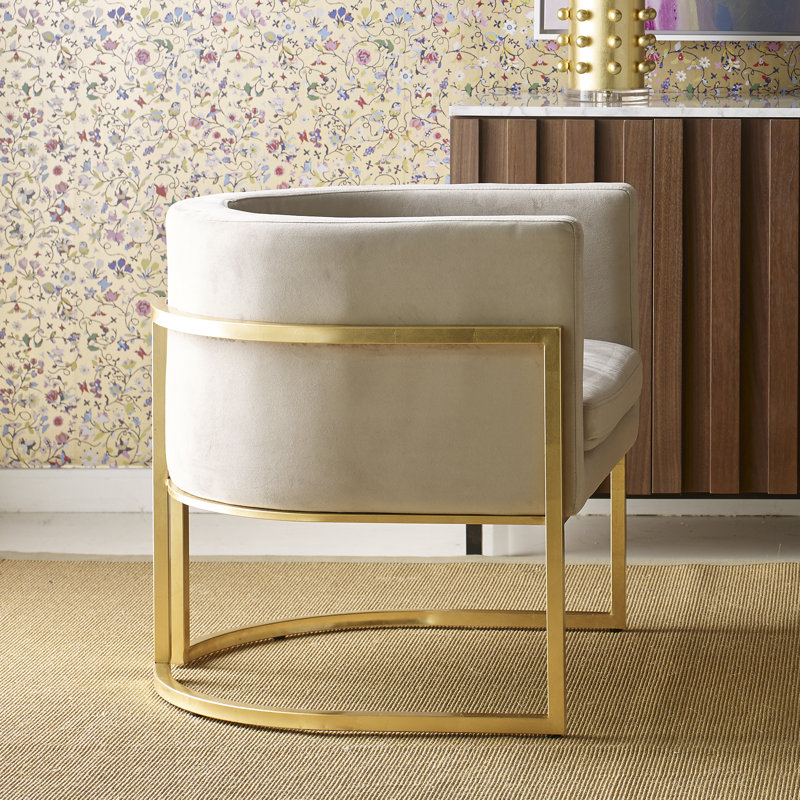 Jenna Barrel Chair, Gold Leaf, Gray