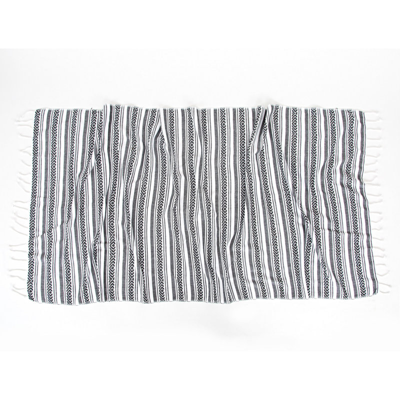 Serviette de plage 100% coton Portola, Gris / blanc