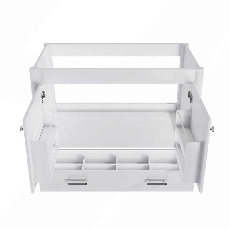 Meuble-lavabo 42 po sans lavabo, armoire de rangement multifonctionnelle avec portes et tiroir, cadre solide et panneau de fibres à densité moyenne (base seulement)