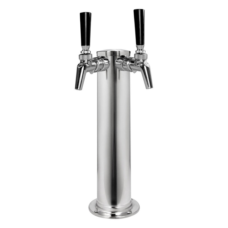 Kegco Stainless Steel Dual Tap Half Barrel (Full Size) and Mini Keg Draft Tower with Door Lock and Adjustable Temperature for Commercial Use
