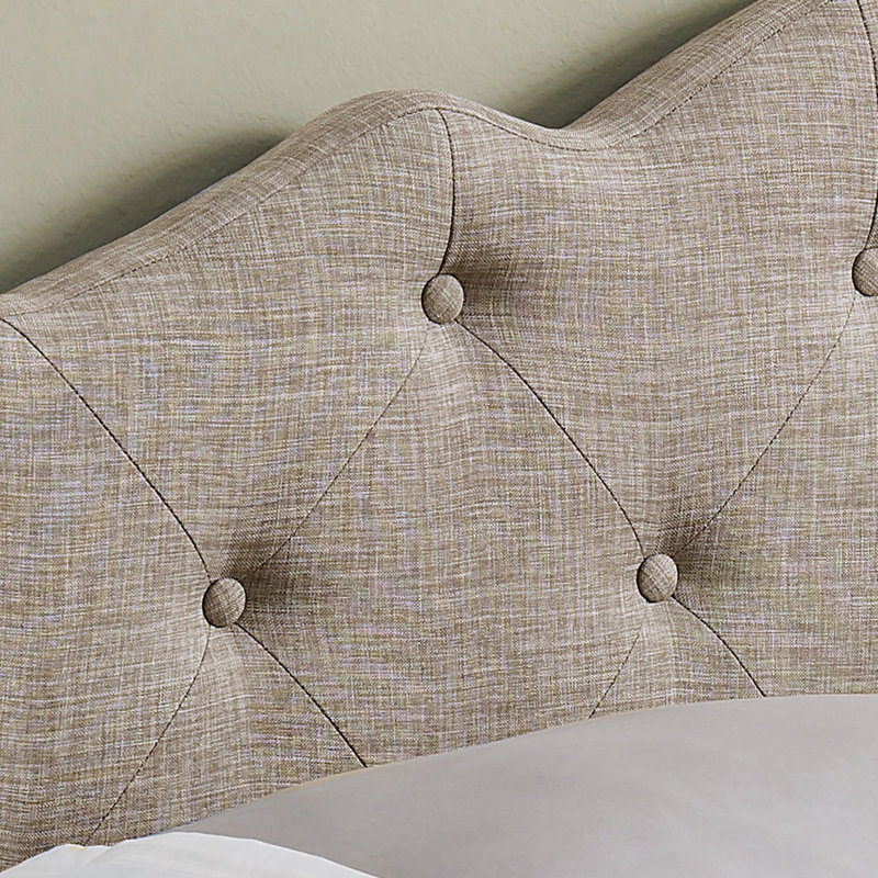 Charlie Twin Upholstered Tufted Round Headboard - Beige, Full, Gray