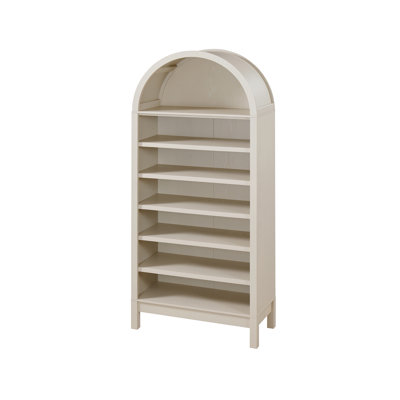 71" Tall Arched Shoe Storage Cabinet,7 Tiers 28 Pairs Wooden Shoe Rack with 3 Adjustable Shelves