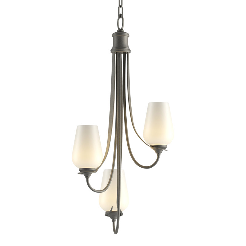 Flora 3 - Light Shaded Classic / Traditional Chandelier, Black, Opal