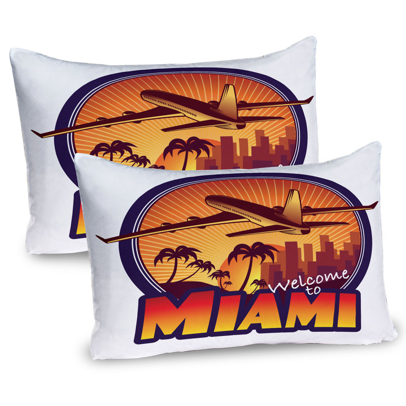 Ensemble de 2 taies décoratives Ambesonne Florida Welcome Miami, H 20 po x l 36 po
