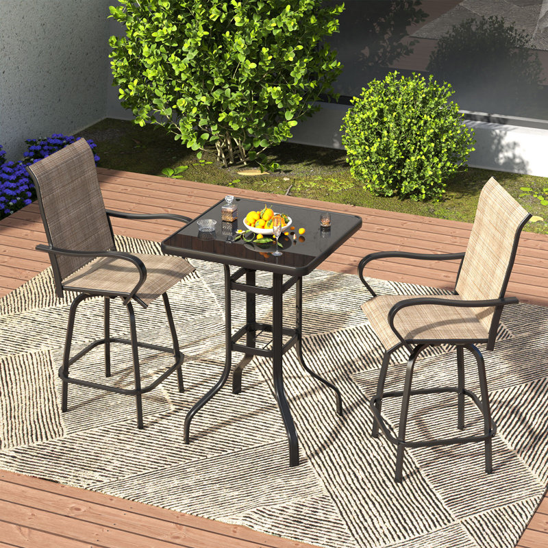 Square Glass Outdoor Bar Table