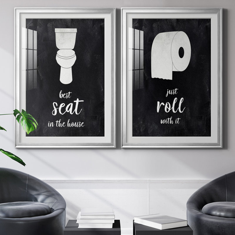 " Best Seat " 2 - Pieces, Picture Framed Canvas, 22.5" H x 61" W, Silver