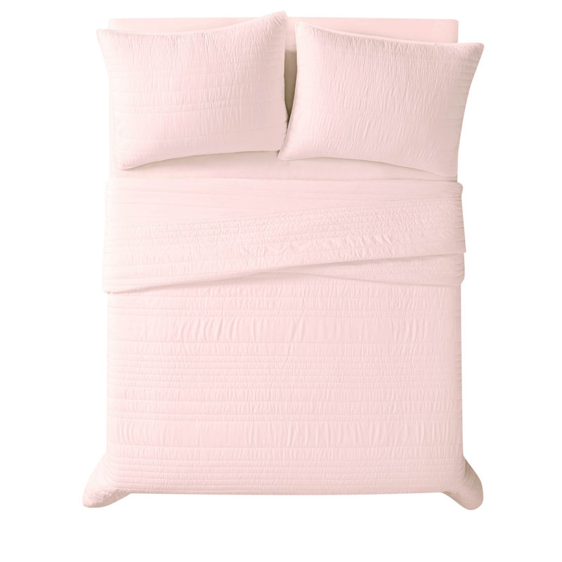 Ensemble de courtepointe antimicrobien Trely Calm, Courtepointe très grand + 2 très grandes taies d, Rosé