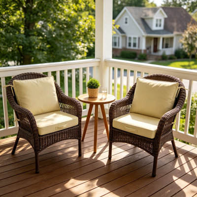 Coussin carré imperméable 22×22 pour chaise d'extérieur, avec attaches et housse amovible, coussin d'assise en mousse pour mobilier de patio, ARY-003