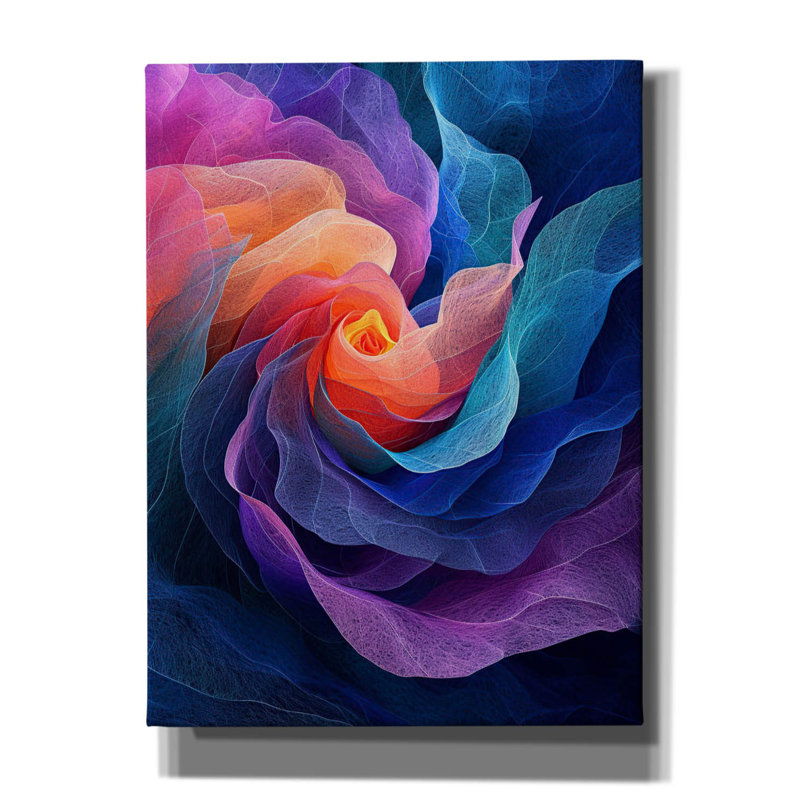 Art mural sur toile Ivy Bronx «Vortex Of Coloured Petals» par Momart, H 16 po x l 12 po x P 0,75 po