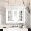 Armoire de rangement pour miroir de salle de bain 35 po, 5 tablettes réglables, décor moderne, peu encombrant, facile à installer et à nettoyer, armoire blanche avec rangement, style, poli à assembler,