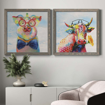 " Groovy Pig And Sky " 2 - Pieces Painting Print