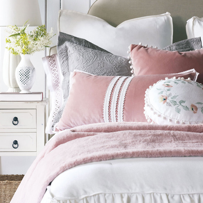 Sandrine 100% Cotton Zip Sham, Dove, King