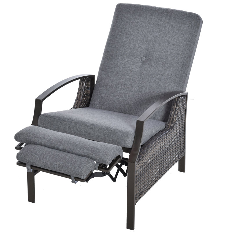 Fauteuil inclinable réglable en rotin avec osier toutes saisons Schunemunk, Gris