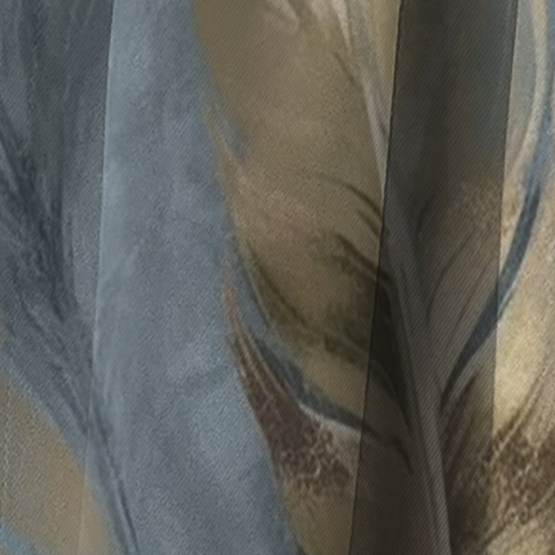 Or et gris Impressions of Bohemian Energy II - Rideau occultant en velours Boho Feather - 1 panneaux, L 52 po x L 108 po
