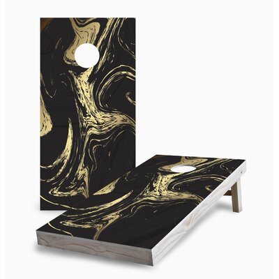 Black And Gold Marble Corn Hole Board Set With Carry Case -  Skip's Garage, SKP-CHWWC-208-1-1