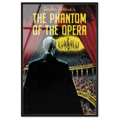 Phantom of the Opera Pulp Cover Framed Acrylic Print Vintage Spooky Art by Art Remedy, Black Frame, 16 x 24