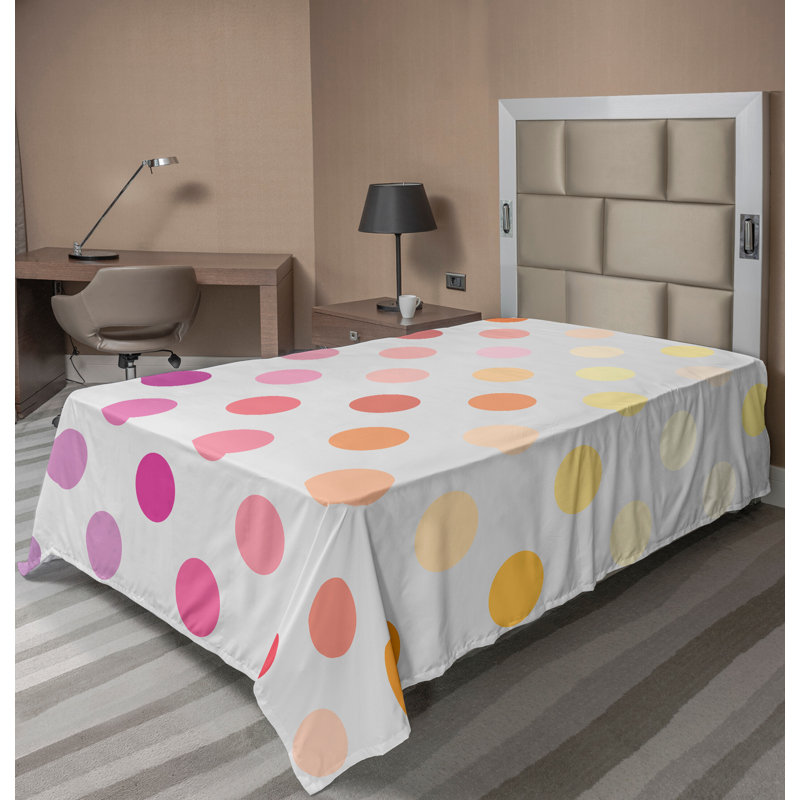Ambesonne Top Flat Sheet Royal, Twin XL Flat Sheet, Multicolor Polka Dots 14