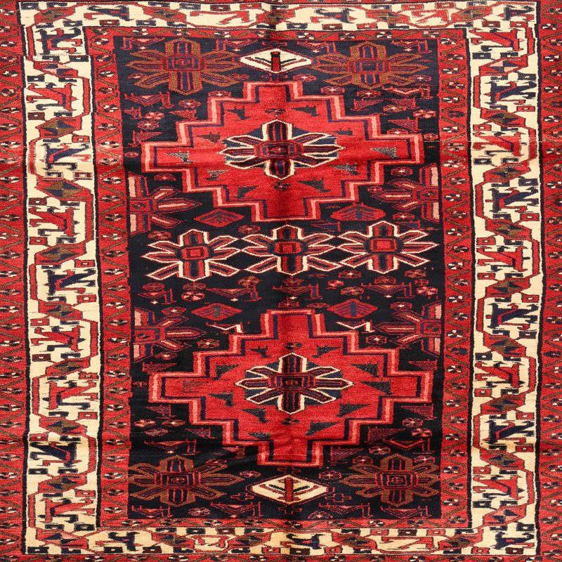 Tapis sud-ouest Mehroon / noir / bleu, Carré 6 pi