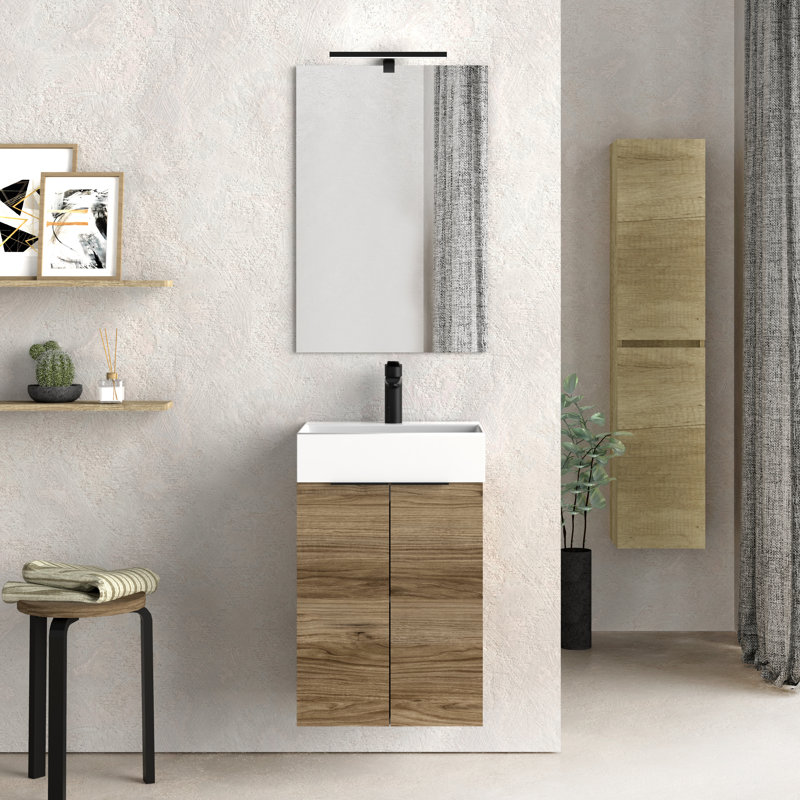 450 mm Freestanding Cloakroom Vanity with Integrated Ceramic Basin