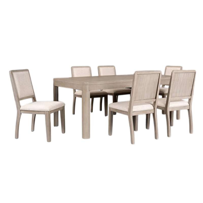 Ensemble de table de salle à manger 7 pièces Giva, 6 chaises en polyester, bois brun naturel Giva
