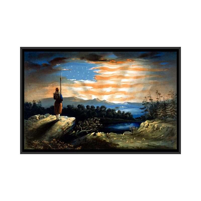 Reproduction d'art graphique sur toile, H 18 po x l 26 po x P 1,5 po, Toile avec cadre noir, Pas de tapis