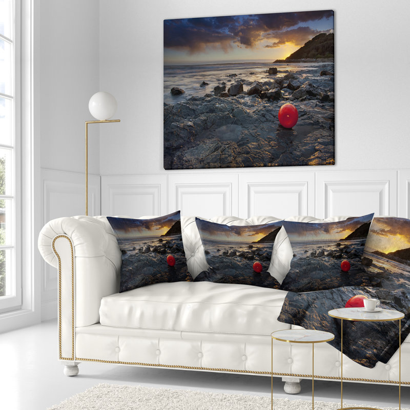 Coucher de soleil à Livourne, Italie - coussin à imprimé paysage, 16 po x 1 po, Coussin décoratif
