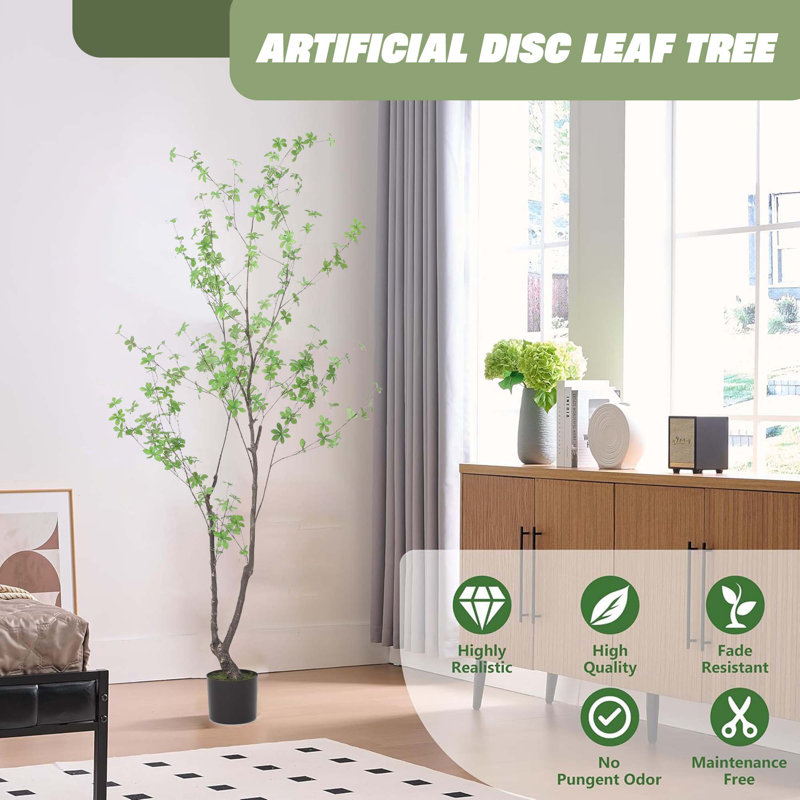 Arbre à feuilles 70,9 "avec pot artificiel - vert