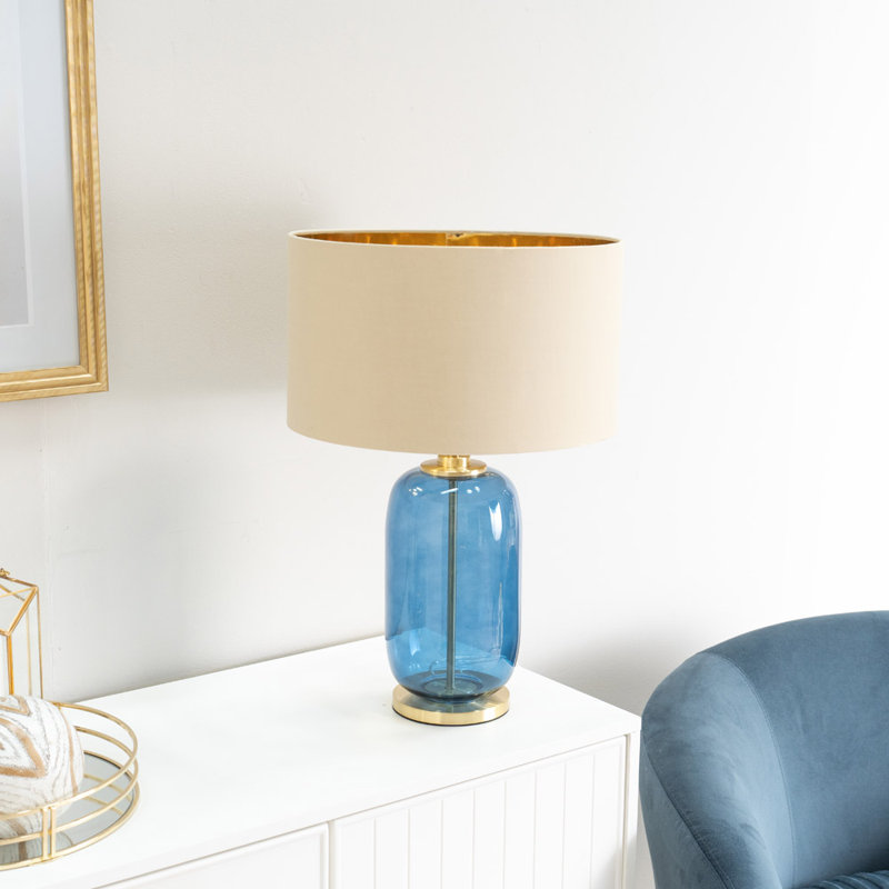 Anea Glass Table Lamp, Blue, Beige
