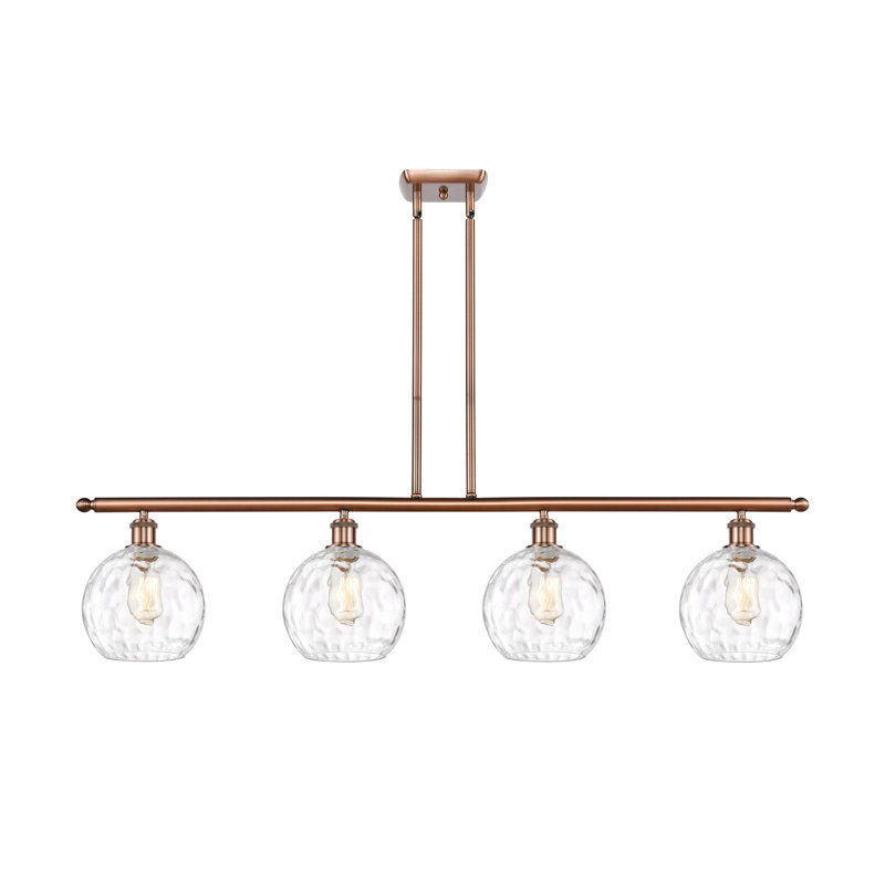 Luminaire suspendu linéaire à 4 lumières pour îlot de cuisine Roxane, DEL, Cuivre antique