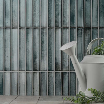 Sakura Fluted 4.5" x 9" Glossy Porcelain Wall Tile