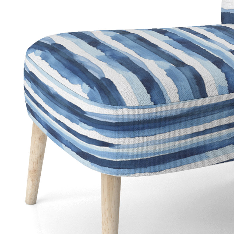 Chaise rayée rembourrée - bleu et blanc calme océan Horizon Blue, Chaise d'appoint sans accoudoirs