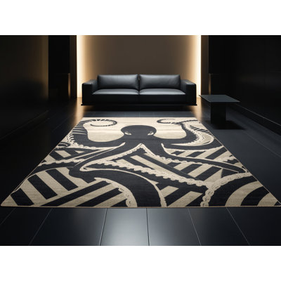 Tapis rayé gris lavable à la machine Warmley Kraken