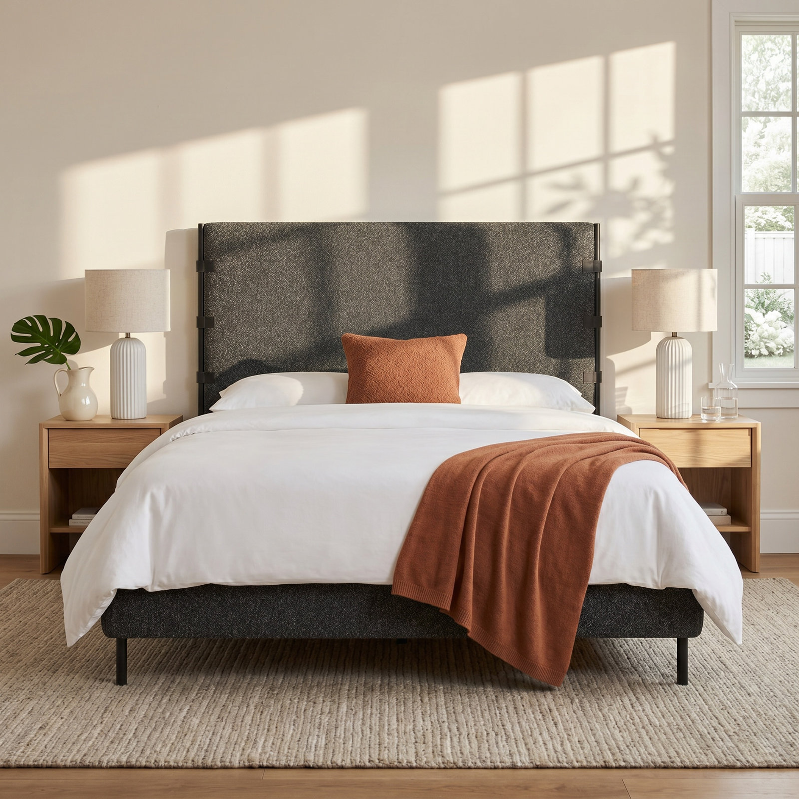 Elmfield Upholstered Metal Bed, Queen